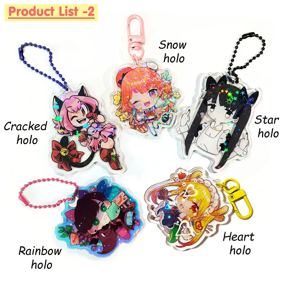 Custom Acrylic Keychain Rainbow Holographic Acrylic Keychain Anime Printed Acrylic Charm Plastic