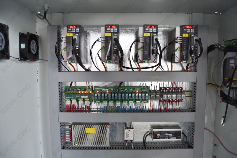 Three Heads CNC Router With Horizontal Spindle and Saw Cut Wood CNC Router Machine
