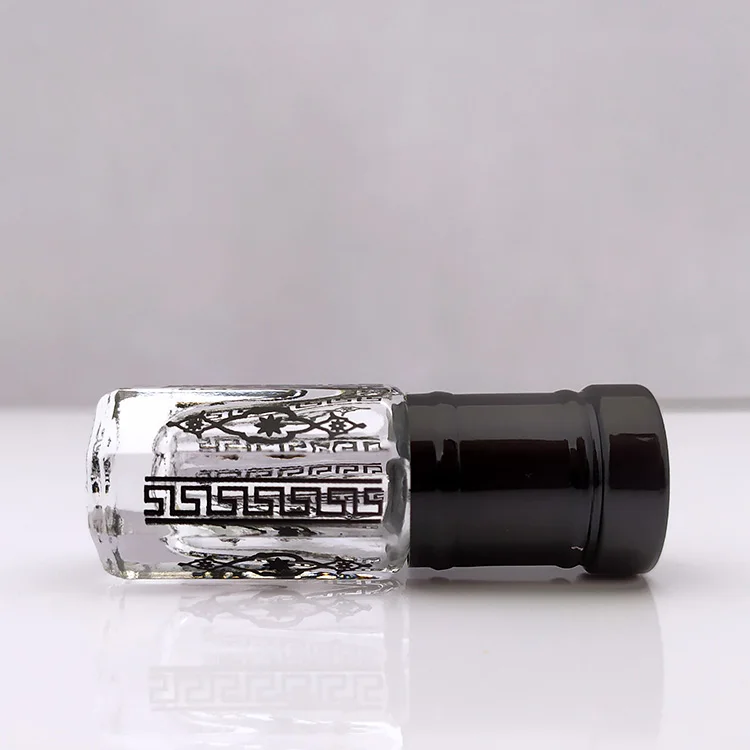 Arabian Refillable Perfume Bottle Empty Tola Bottle Gold Black Print Attar Bottle