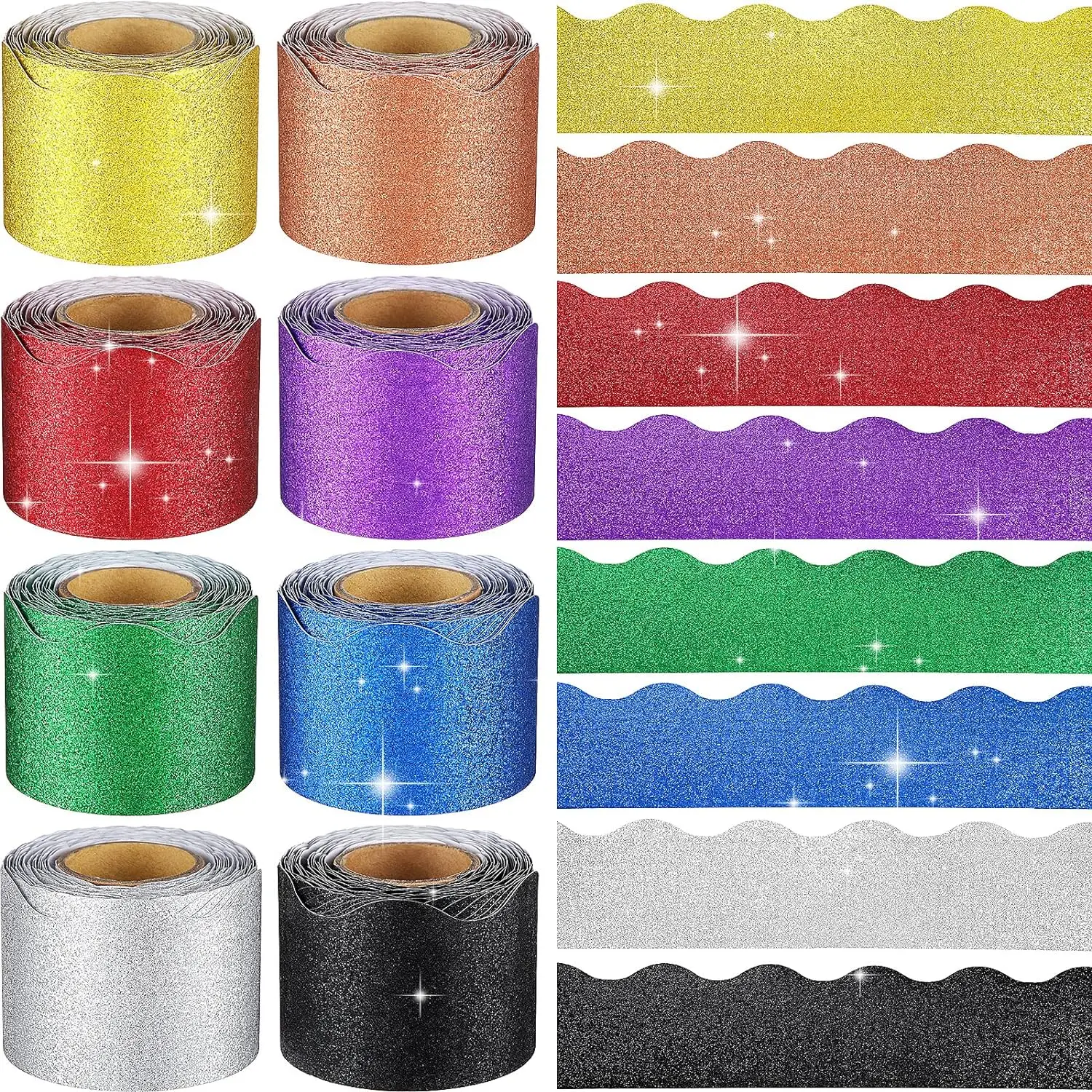Classroom Glitter Bulletin Board Border Scalloped Border Trim Shiny