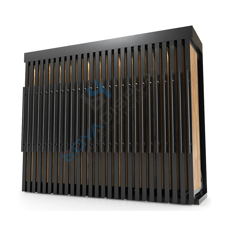 Custom Pull Push Rotate Hardwood Flooring Frame Parquet Laminate Floors Oak Stand Showroom Sliding Wooden Flooring Display Rack