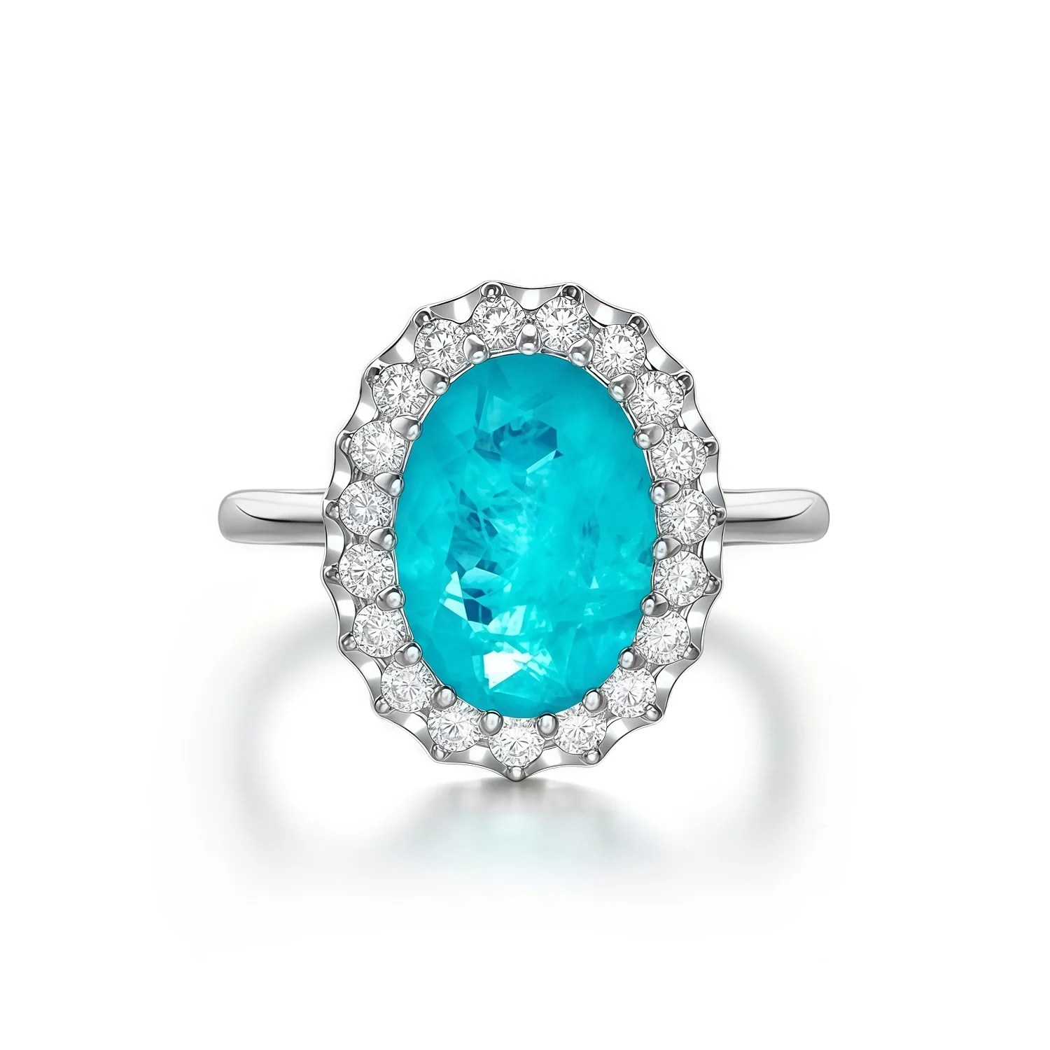 MUSHAN Jewelry Factory S925 Sterling Silver Paraiba Fine Rings Female Fashion 10*14 Pigeon Egg High Carbon Diamond Jewelry Ring
