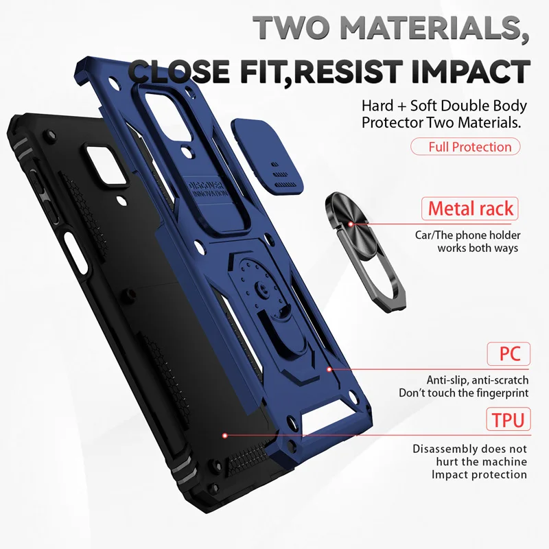 Doom Armor Metal Aluminum Shockproof Phone Case for Redmi Note Pro 360  Finger Ring Magnetic Suction Cover Mobile Phone Case