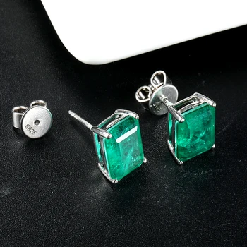 Fashion sterling silver cubic zirconia stud earrings geometric square zircon stud earrings for woman