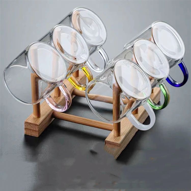80ml Factory Customized High Quality Water Cup With Handle Colored Home Office Drinking Small Glass Coffee Mug