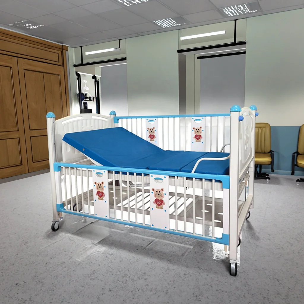 Gas-Assisted Adjustable Portable Metal Pediatric Hospital Bed with Lift-Off Railings and Infusion for Day Centers 5