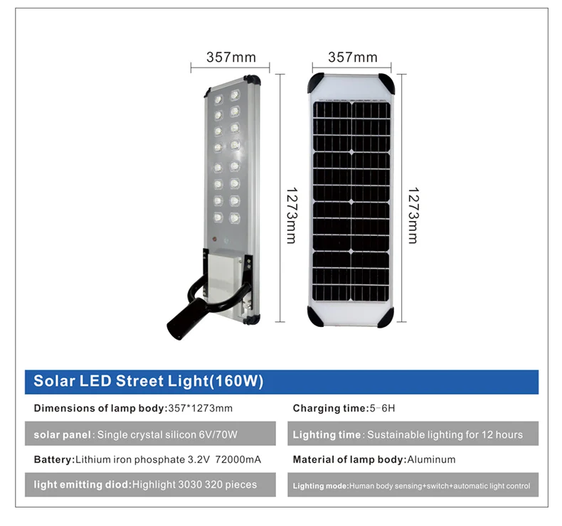 LED Light Source All-In-One Solar Lamp with 25.6V 32Ah Battery Capacity