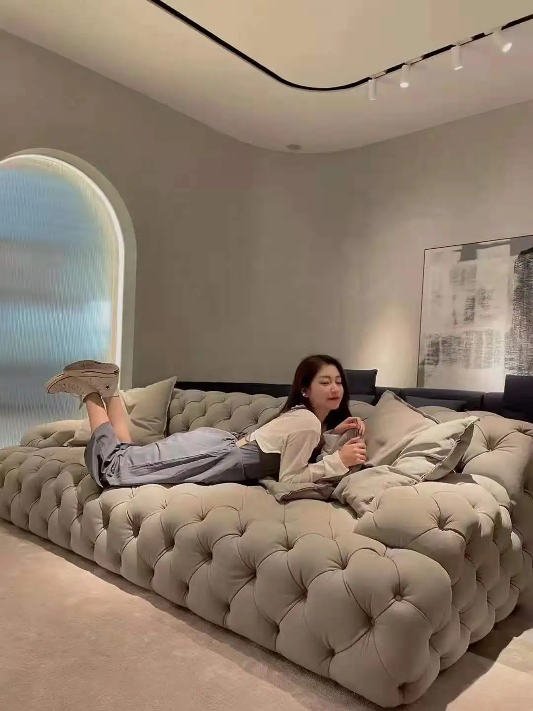 Modern Fort Modern Contemporary Sofa Couch With Deep Button Tufting