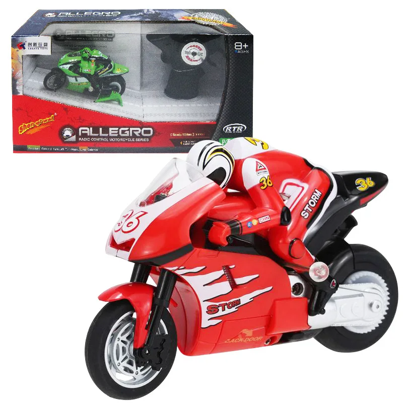 Moto Télécommandée 2,4G Mini Sauteuse Avec Gyroscope - Haute Vitesse, Cascades, Rechargeable USB (échelle 1:18, Verte/rouge)