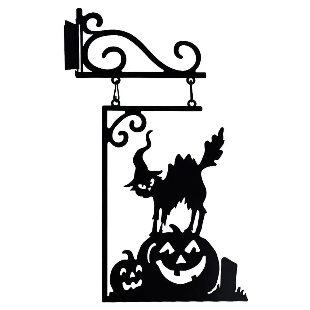 Metal Black Cat Witch Ghost Silhouette Sign