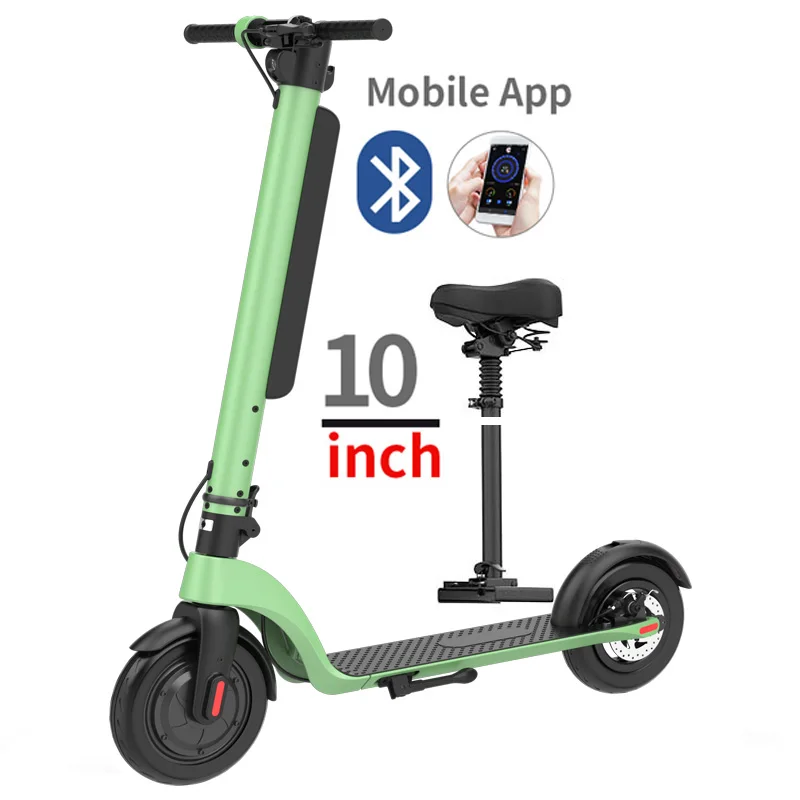 2025 10-Inch 350W Portable Green E-Scooter Lightweight Foldable Adult Urban Mobility Electric Scooter 10AH Removable Lithium