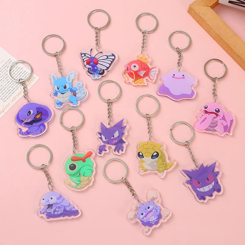 Custom Epoxy Resin Glitter Keychain Charm Acrylic Cartoon Anime Poke-mon 3D Lenticular Printing Acrylic Keychains