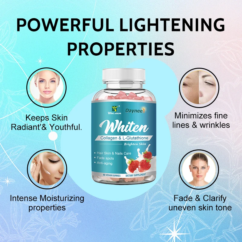 Skin Gummies Manufacturer Gummies Private Label Winstown Brighten Collagen  L-Glutathione Whitening Skin Glowing Whiten Gummies