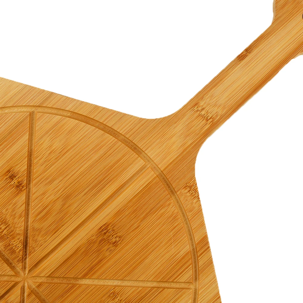 Premium Wood Pizza Peel Bamboo Pizza Serving Board With Pizza Cutter,8