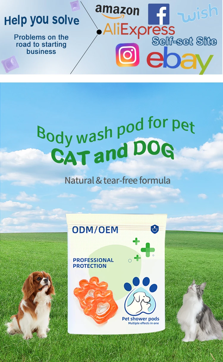 Oem natural pet dog shampoo disinfection and acaricide natural pet dog shampoo environmental pet dog shampoo pods