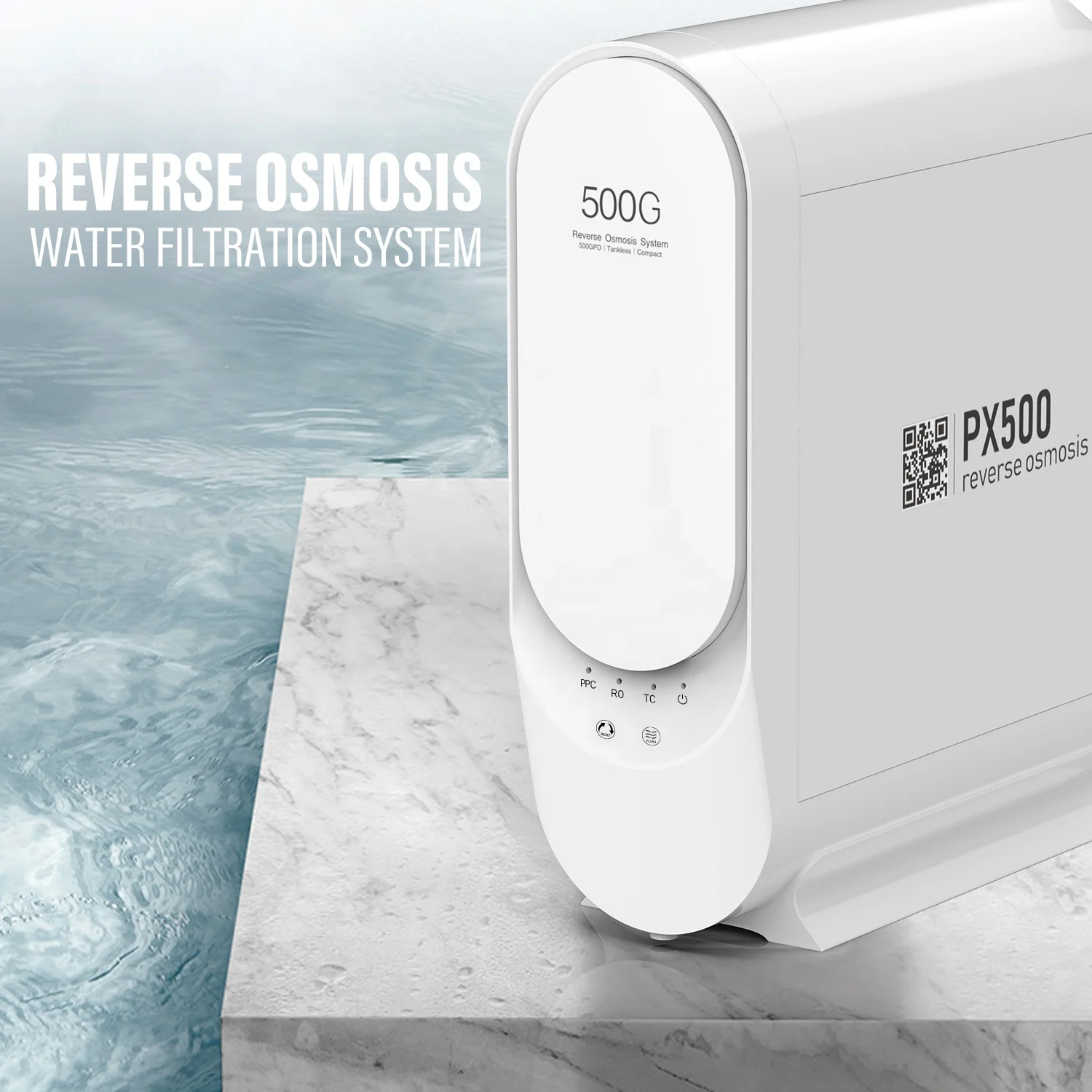 500G Reverse Osmosis System and Lifetime Reminder Water Filter System With Alkaline Filter PX500