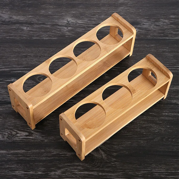 Из натурального бамбукового дерева масло косметика парфюмерия Диспенсер держатель с 3 - 4 отверстия для хранения бутылок сервировочный поднос стекло стол