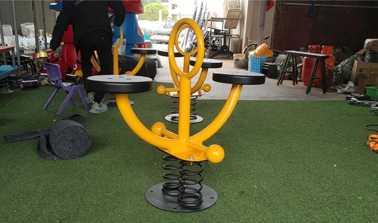 High-quality Kindergarten Two-seater Spring Rider Outdoor Children's Plastic Seesaws Playground Equipment