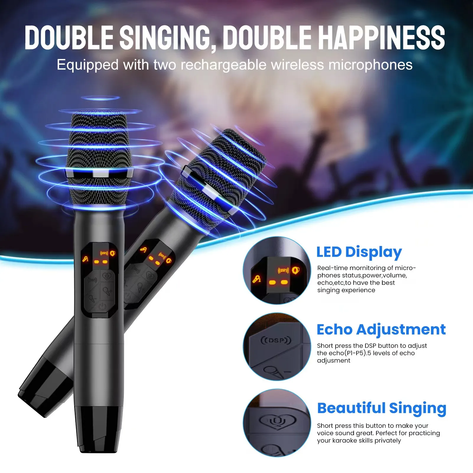 RHM RM-K666 Plus 2.1CH Karaoke System with 2 Wireless Microphones
