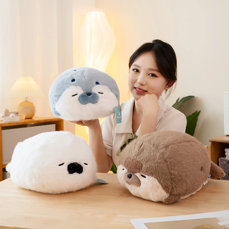 Wholesale Custom Plush Blue White Sea Otter Seal Clapping Stuffed Animals Toys Baby Sleeping for Kids