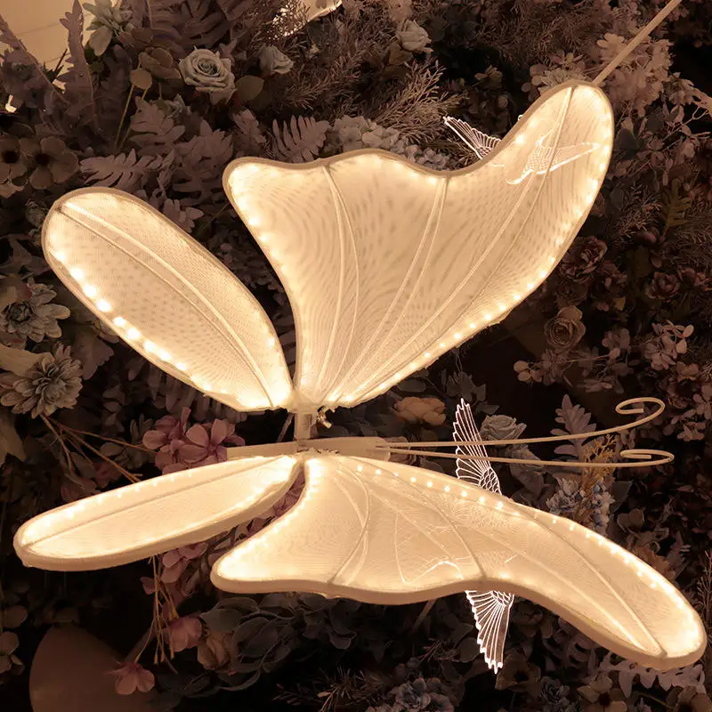 2pcs A Set Blue Led Butterfly Wings Party Events Decor Light Up