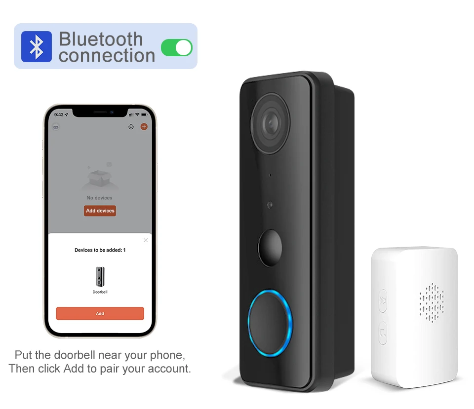 1080p Fast BLE Link Two Way Audio Support Leave Message Motion Detection Wired 5000mAh Battery Powered Video Doorbell 34