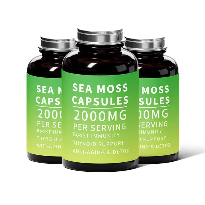 OEM/ODM Sea Moss Pills Certified Organic Irish Seamoss Capsules Bladderwrack Irish Sea Moss Capsules