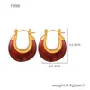 Pendientes F998 - Resina roja y oro
