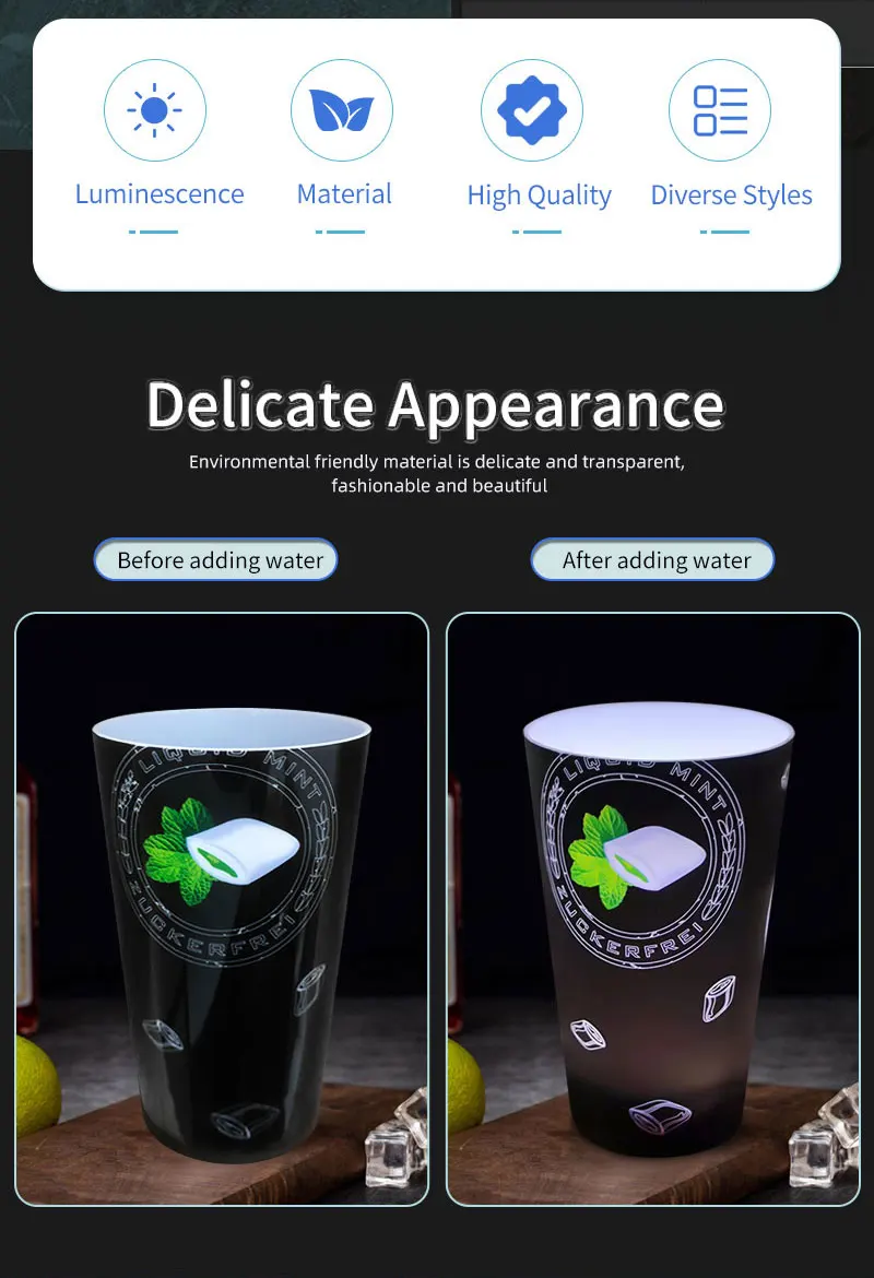 Glowing Cups Plastic Led Glowing Lights Led Light Water Cup For Bar