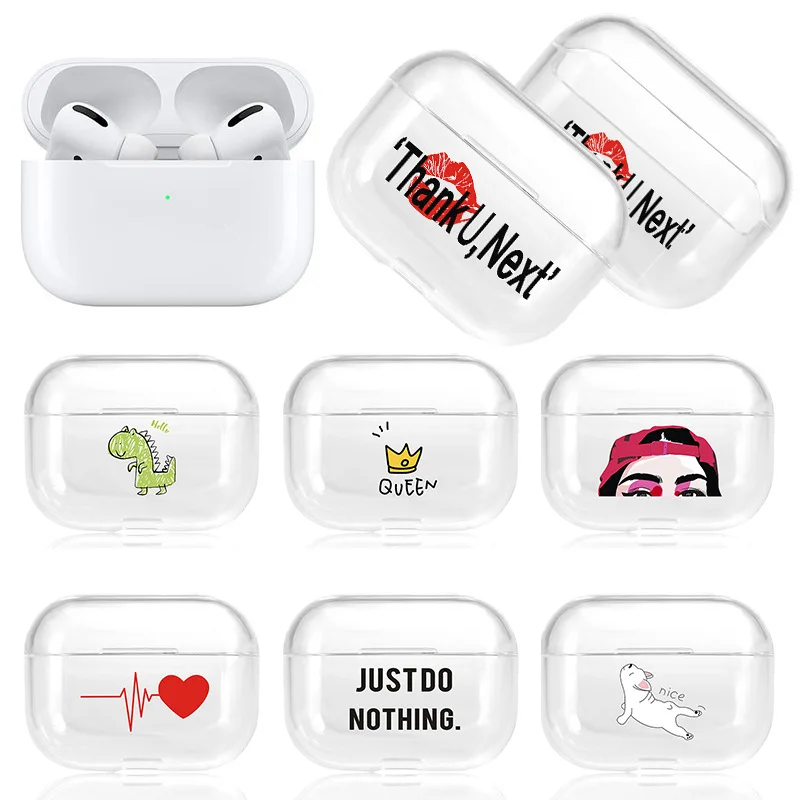 Чехол для наушников Air Pods Pro, Прозрачный ударопрочный чехол из поликарбоната с милым мультяшным принтом и защитой от царапин для AirPods Pro