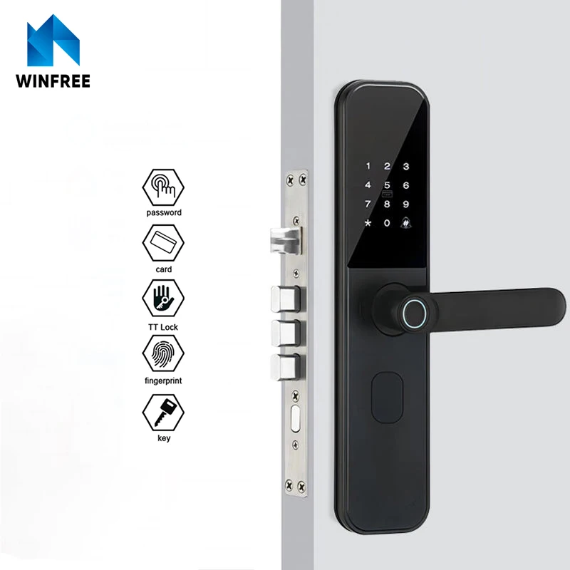 Wholesale Remote Control House Door Lock Fingerprint BLE Unlock Digital Electronic Door Lock Smart Door Lock TTLock