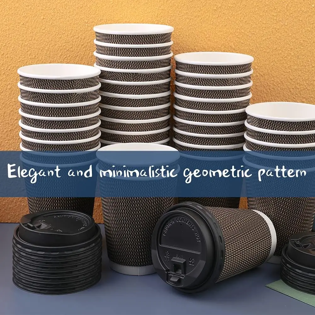 Custom Design White Paper Coffee Cup With Lid Stamped And Gold Foil ...