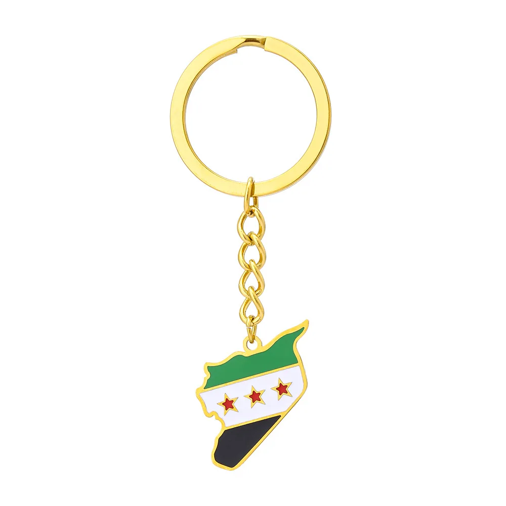 Algeria Flag Keychain – Stainless Steel & Glass Keyring Gift For Men & Women