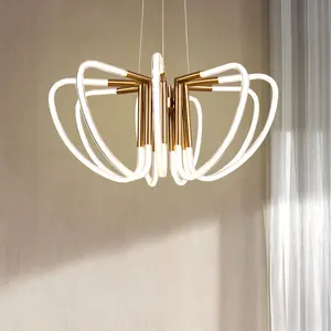 Luxury Contemporary 360 Degrees Soft Light Creative Indoor Silicone Acrylic LED Hanging Chandeliers
