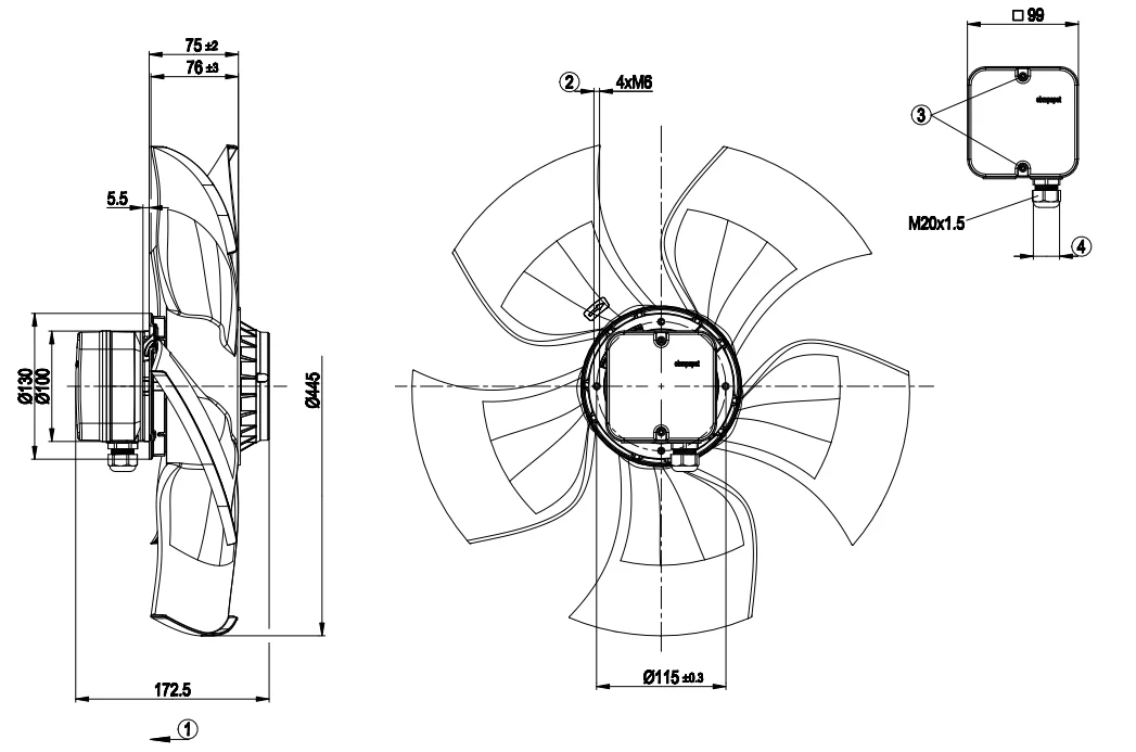 Refrigeration Axial Cooling Fan, S4D450-AU01-01/C01 - detail 20