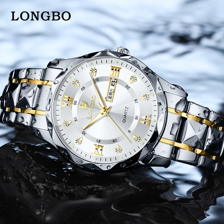 LONGBO83715オリジナルのリブ付きストラップ付きの高品質
