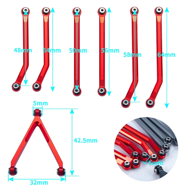 Metal Heightened Link Rod End Linkage Kit for RC Crawler