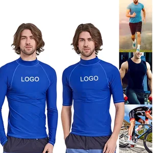 Men's Sportswear Quick Dry Short Sleeve T Shirt Chlorine Resistant Swim Shirt UV Protection MMA Gym Surfing Rash Guard