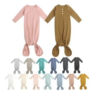 Customize Cute Newborn Pajamas Suit Organic Cotton Wearable Swaddle Knitted Baby Sleeping Bag Sleep Sack Infant Cloths