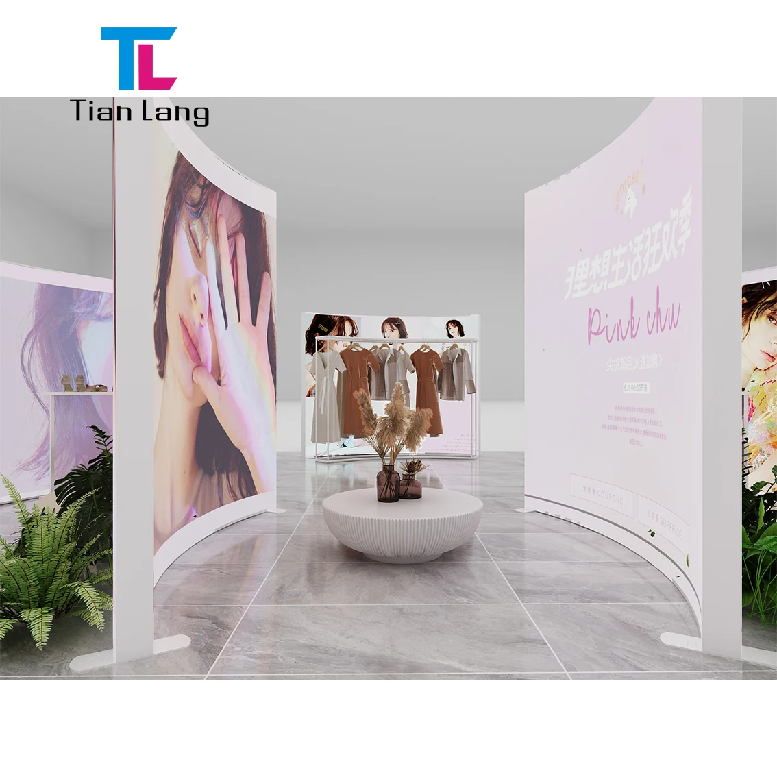 TianLang търговски показване заден фон LED SEG подсветена постера експозиция световна кутия търговски показване събитие SEG решение бут тензионен LED подсветен