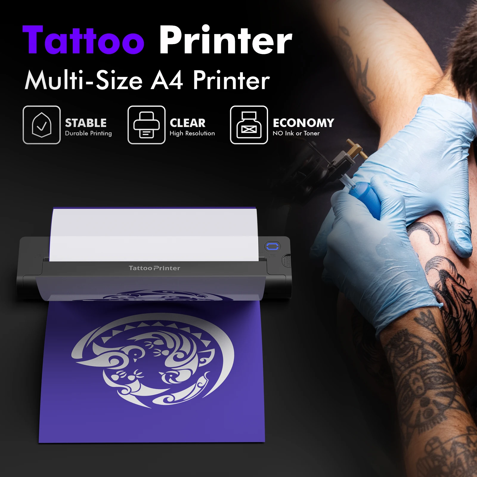 LUCK JINGLE Thermal Tattoo Stencil Printer Impresora Tattoo Machine Compatible for Phone and Computer1