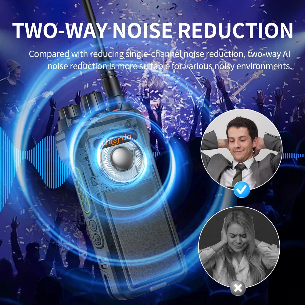 Chierda 10w Analog TC368 Handheld Ai Noise Reduction Radio Vox IP67 Waterproof Walkie Talkies Long Range