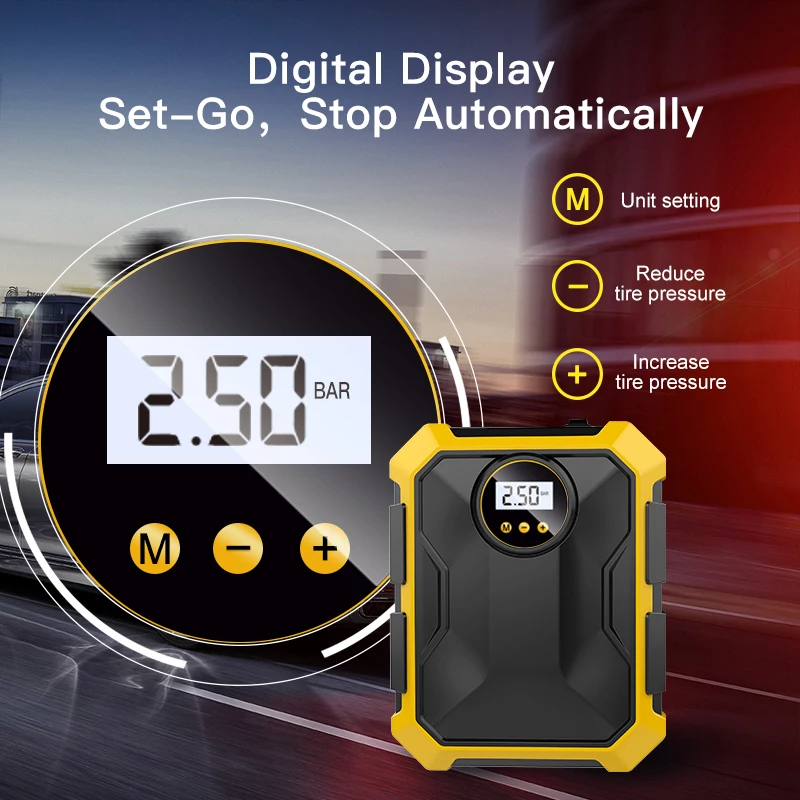 Small Car air Compressor Vehicle air Pump Corded Tire Inflador Tyre Pump for Sedan Car