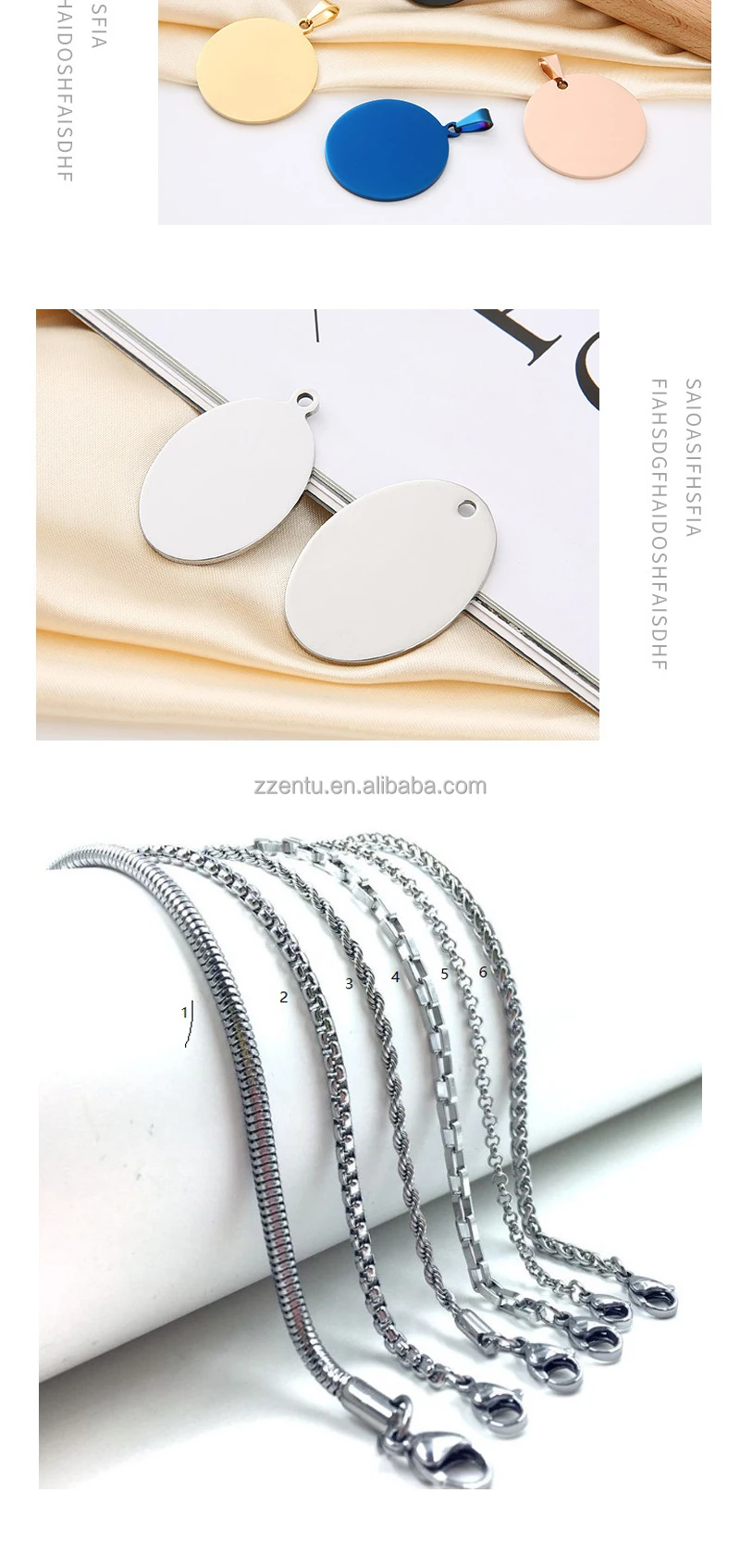 White Gold Dog Tag Pendants 