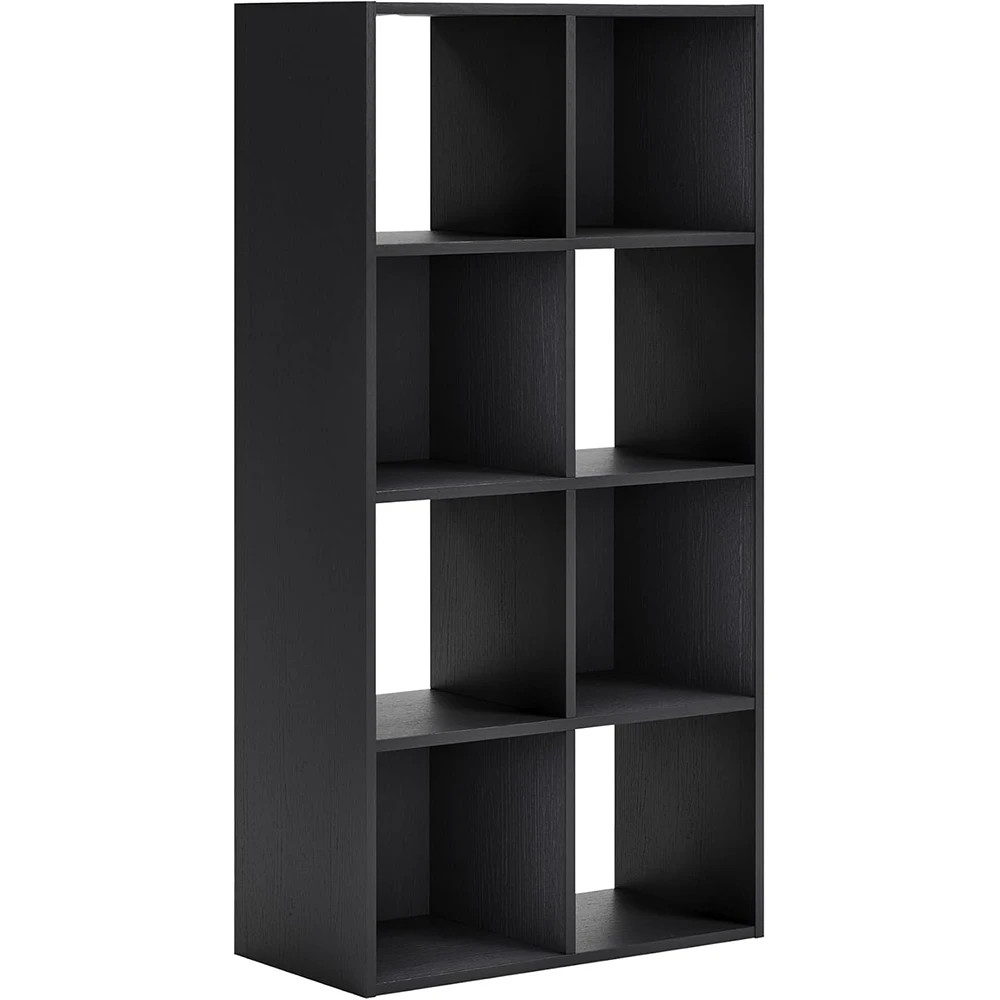 Wood Modern Black 8 Cube Storage Organizer Cabinet for Living Room