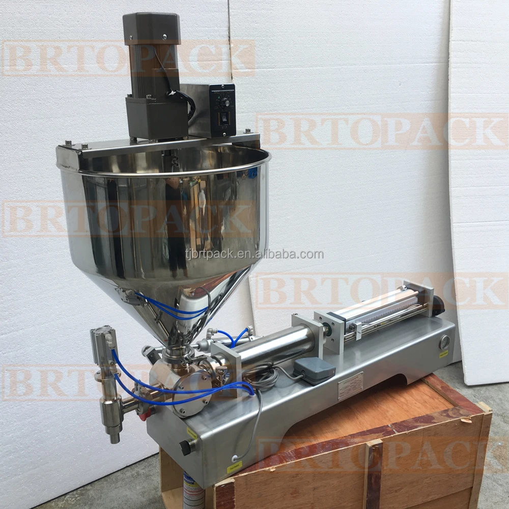 Peanut Butter Chili Sauce Pneumatic Liquid Filler Machine Food Stir Mixing Heating Paste Filling Machine With Mixer - Image 3