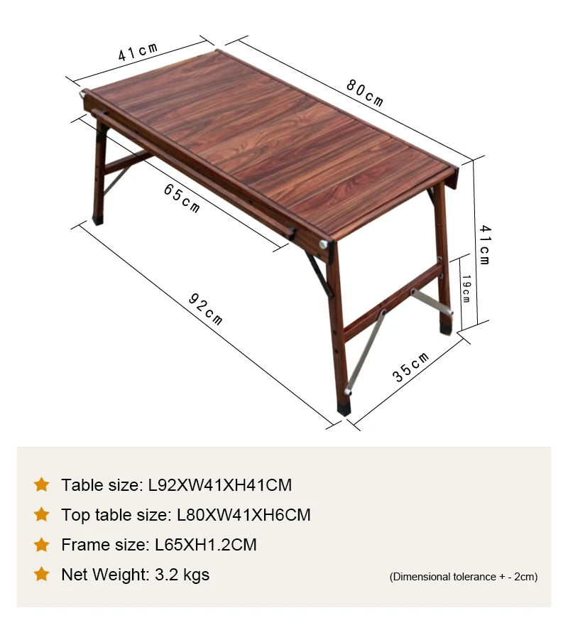 Onwaysports Wood Egg Roll Camping Foldable Table With Carrying Bag ...