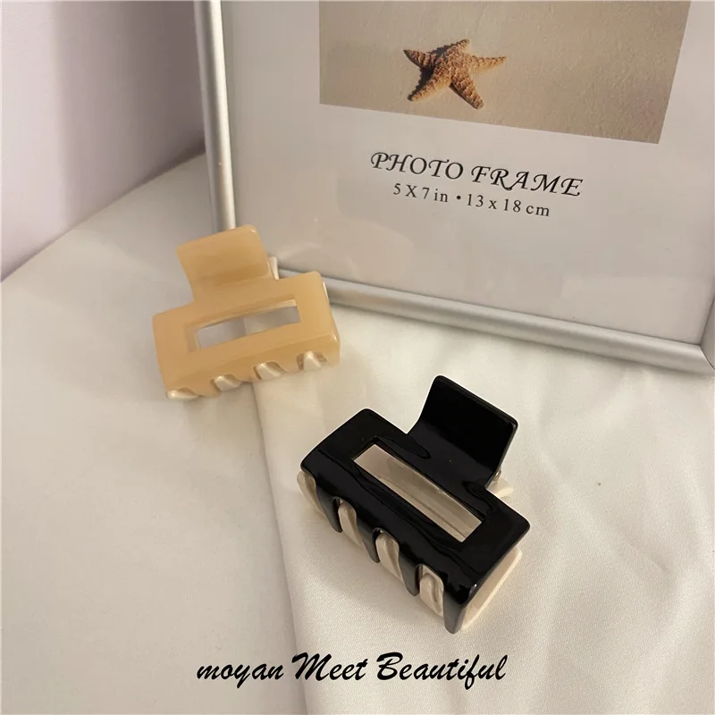 Корейские Новые двухцветные квадратные полые захваты для волос простые темпераментные сращивающиеся цветные зажимы с акулой женские ацетатные задней головки