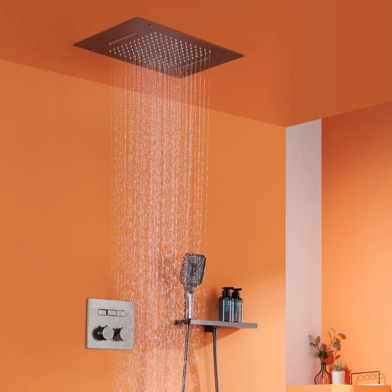 Luxury Ceiling Mounted Rain Shower Concealed Mixer Multi Functional Hydrotherapy Waterfall Shower Set