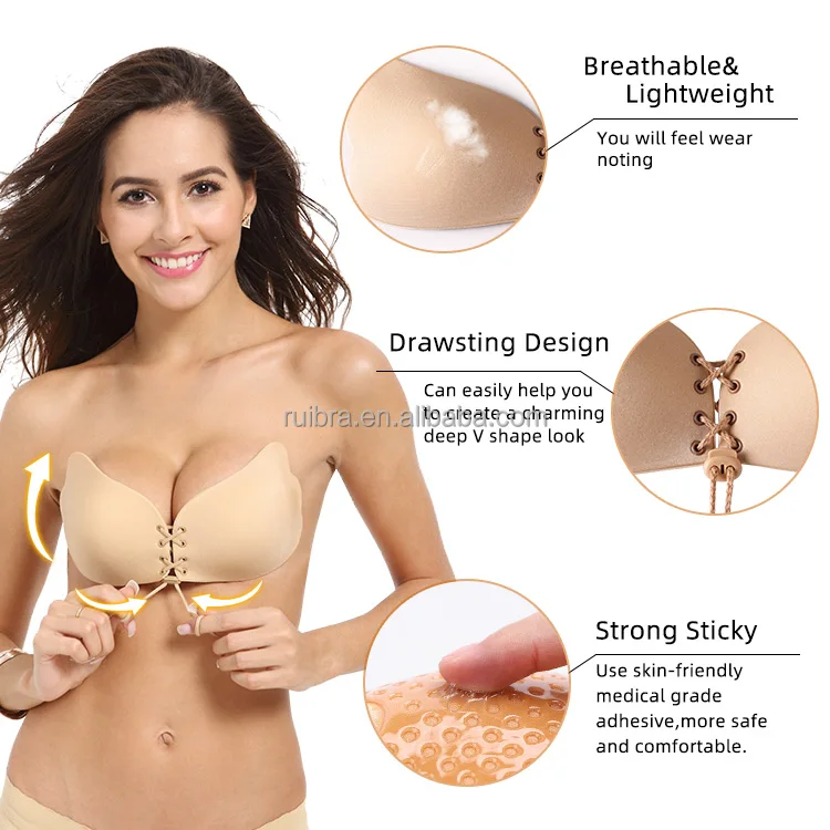 Adhesive Magic Wing Strapless Bra Silicone Push Up Strapless Backless Self Adhesive Sticky 